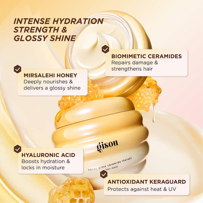 Trio de Terapia Capilar Honey Gloss Gisou Shampoo, Máscara e